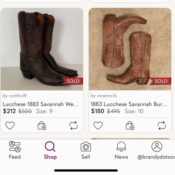 Lucchese 1883 Savannah Western Boots Cowboy Brown Mad Dog Goat Leather N4540 7.5 - Picture 5 of 16